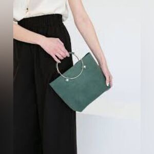 Tribe Alive Elegant Green Suede Gold Handbag Crossbody Adjustable strap 2-Ways